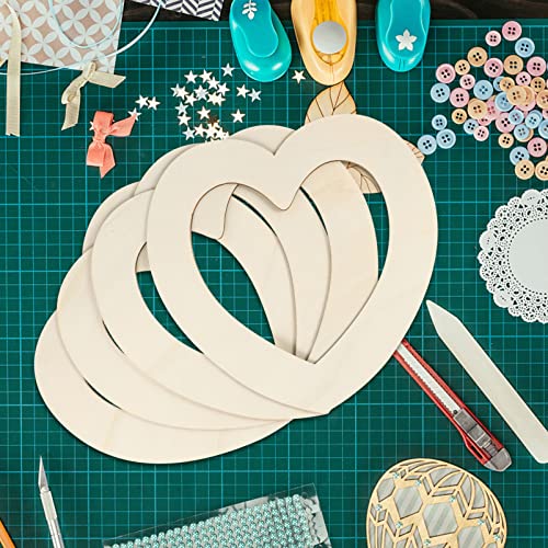 Healifty 4pcs Hollow Heart Wood Piece DIY Ornament Unfinished Heart Ornament Valentines Day Wood Heart Wood Heart Slices Wood Paint Heart Wedding Healifty