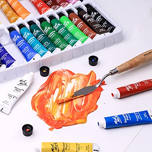MONT MARTE Signature Gouache Paint, 24 x 0.4oz (12ml), Semi-Matte Finish, 24 Colors, Suitable for use with Canvas, Watercolor Paper, Watercolor MONT MARTE
