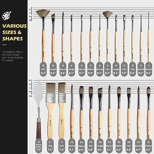 Acrylic Paint Brush Set, Golden Maple 25 PCS Paint Brushes for Acrylic Painting Oil Watercolor & Canvas,Enhanced Synthetic Brush Set with Cloth Roll golden maple