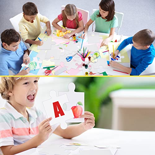 Junkin 100 Pcs Large Blank Puzzle Puzzle Pieces Cutouts DIY Make Your Own Puzzle Kit Paper Puzzle Kit for Classroom Decor Bulletin Board School DIY Junkin