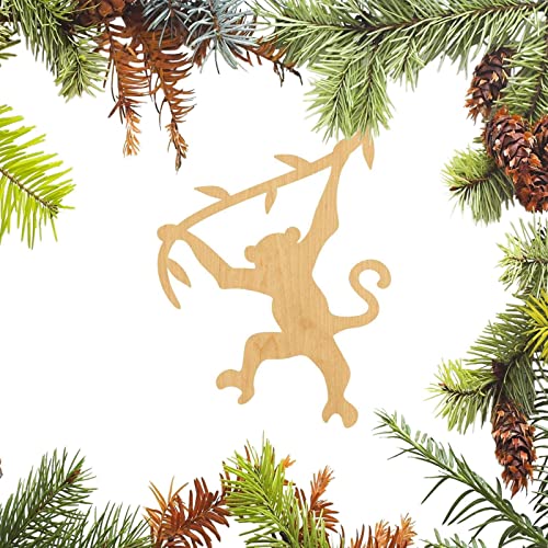 4" Swinging Monkey Laser Cut Out Wood Shape Craft Supply Unfinished Ornament for Painting DIY Craft Projects Woodcraft Cutout 1/4 Inch Thickness Rubstamper