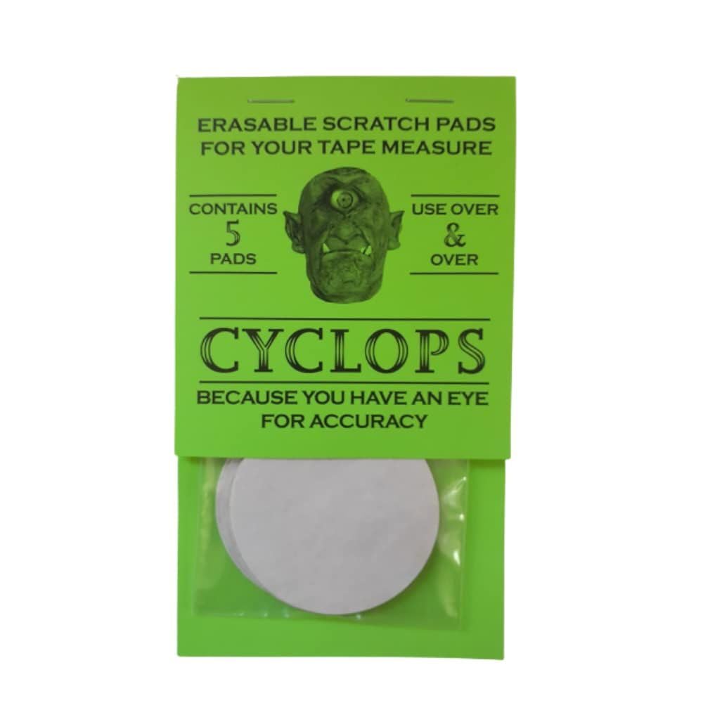 Cyclops Erasable Scratch Pads for Tape Measure, Construction, Woodworking Tool - 5 Pads - Write Measurements & Notes - Great Stocking Stuffer, Gift CYCLOPS