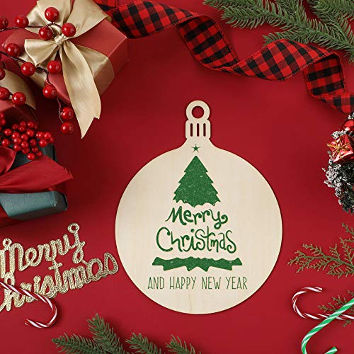 WILLBOND 8 Pcs Wooden Round Cutouts Christmas Hanging Ornaments Large Round Cutouts Star Shape Unfinished Blank Cutouts Christmas Hanging for WILLBOND