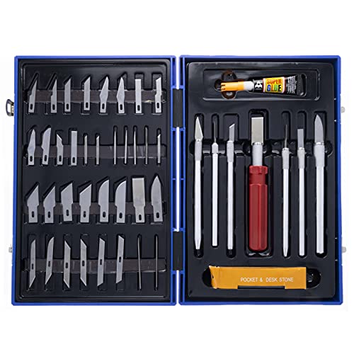 Mini Hobby Knife Set With Case Exacto Blades Kit For Carving And Whittling vector tools