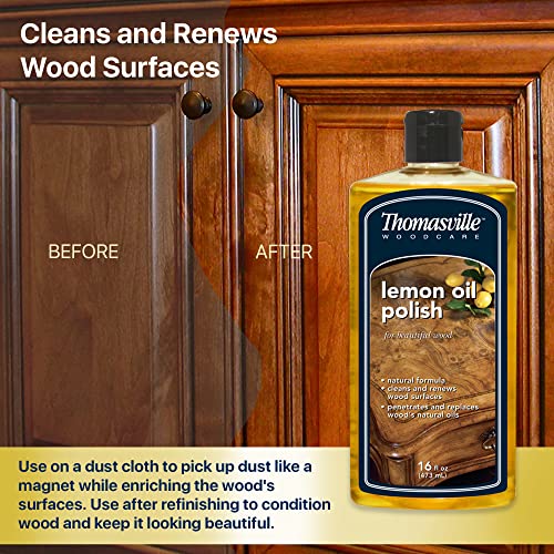 THOMASVILLE LEMON OIL POLISH - Natural Lemon Scented Wood Cleaner & Furniture Polish, Cleans, Renews, Restores & Rejuvenates Wood Surfaces, Protects Thomasville