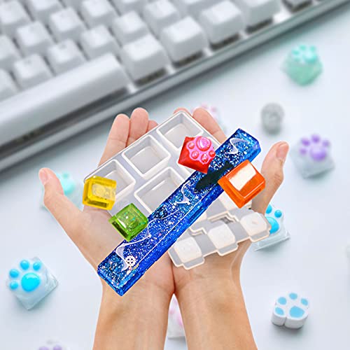 Silicone Keyboard Resin Mold, Aulufft 1 Set Keycaps Mold DIY Crystal Casting Key Cap Silicone Mold with Key Puller and Finger Cover for Mechanical Aulufft