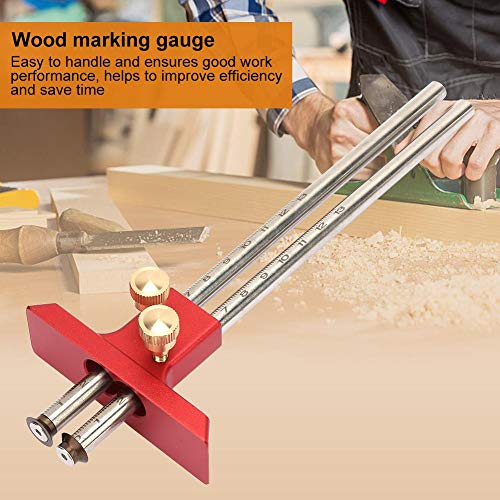 Antilog Wood Marking Gauge, Stainless Steel Woodworking Double Head Scriber Ruler Marking Gauge Wood Scribe Tool Carpentry Antilog