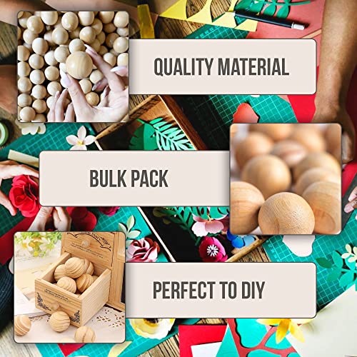 30mm Wooden Round Ball, Bag of 50 Unfinished Natural Round Hardwood Balls, Wood Balls for Crafts and DIY Projects (30 mm Diameter) AEVVV