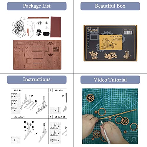 Toystub 3D Wooden Trebuchet Puzzle Kit for Adults - Build and Display Your Own Mini Catapult Toystub