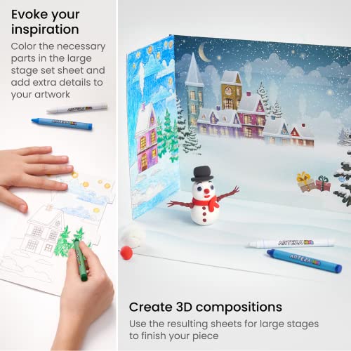 Arteza Kids Air Dry Clay, Winter Wonderland Stage Clay Kit, Craft Supplies for Learning Centers and Educational Playtime, Christmas, Birthday Gifts Arteza Kids