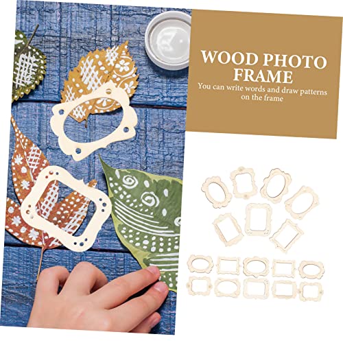KALLORY 20pcs Small Photo Frame Unfinished Wood Slices Craft Necklace Pendant Unfinished Photo Frames Wood Frames for Crafts Scrapbooking Picture KALLORY