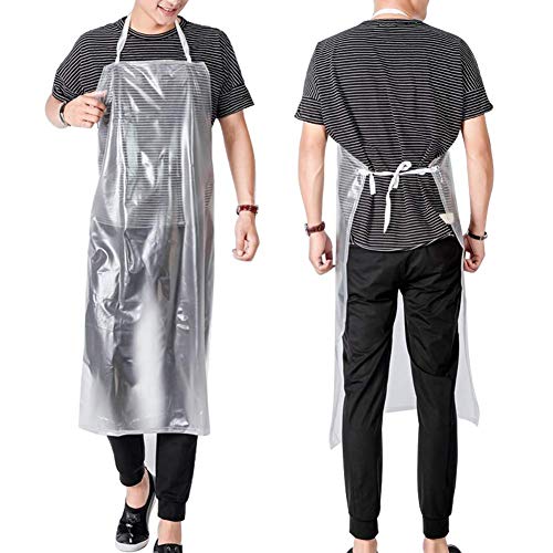 Alitamei Unisex 47 x27.5 inches Heavy Duty Transparent PVC Waterproof Apron Made of Vinyl.Best for Staying Dry and Clean When Dishwashing, Lab Work, Alitamei