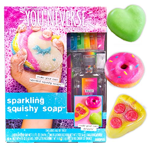 Just My Style You*niverse Sparkling Squishy Soaps, at-Home STEM Kits for Kids Age 8 and Up, DIY Shape Soaps, Chemistry Activities for Birthday Just My Style
