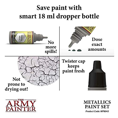 The Army Painter Metallic Paint Set-Hobby Acrylic Paint Set of 8 Metallic Acrylic Paint, 18ml Dropper Bottles-Acrylic Hobby Paint Set of Acrylic The Army Painter