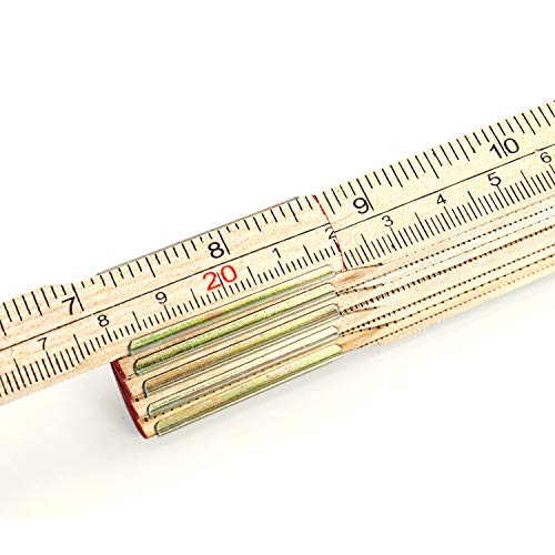 QWORK Folding Wood Rule, 6 FT 6 Inch Foldable Ruler with US and Metric Measurements for Carpenters QWORK