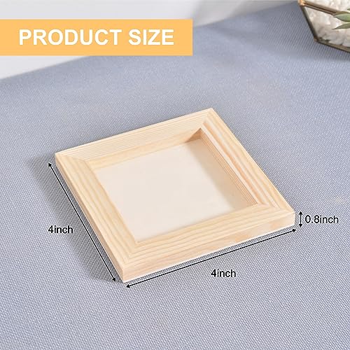 16 Pack Wood Board 4 x 4 inch Unfinished Wooden Canvas Board Square Wood Board Wooden Canvas Board Blank Wooden Canvas for Painting Painting Pouring Voittozege