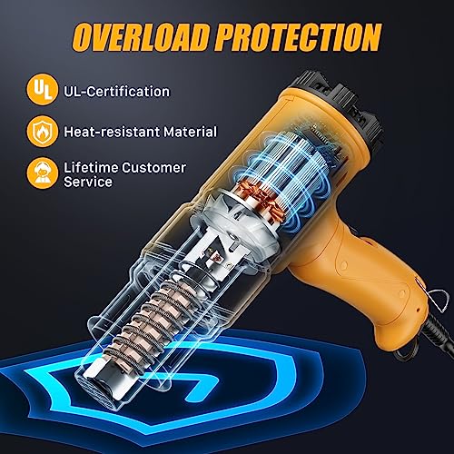 SEEKONE Heat Gun 1800W Hot Air Gun Variable Temperature Control for 2-Temp Settings 122℉~1202℉(50℃- 650℃) with 4 Nozzels for Crafts, Vinyl Wrap, SEEKONE