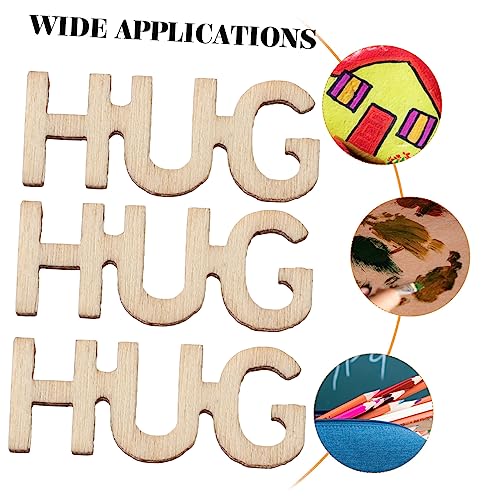 Artibetter 100pcs Wooden Table Scatter Hugs in a Jar Wooden Words Decor Unfinished Wood Letters Wooden Cutout Letter Wood Vase Filler Wooden Hug ARTIBETTER