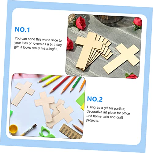 NOLITOY 60 Pcs Easter Cross Home Decor Cross Shape Wood Slices Wood Crafts Wooden Crafts Wooden Cross Cutouts Blank Wooden Cutout Wooden Chips Adorn NOLITOY