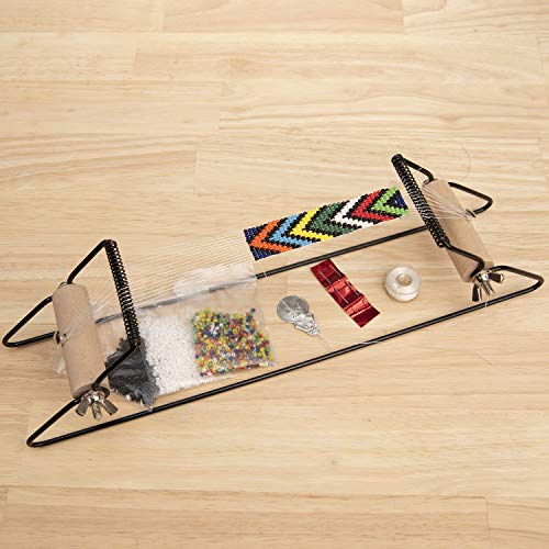 The Beadsmith Metal Bead Loom Kit, Includes Loom (12.5" x 2.5" x 3"), Thread, Needles, and 18 Grams Glass Beads for Bracelets, Necklaces, Belts, and The Beadsmith