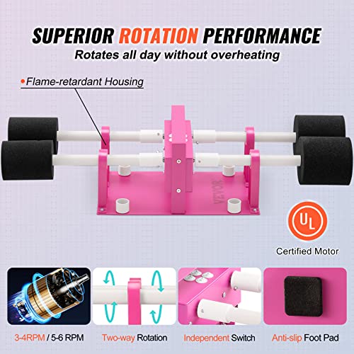VEVOR 4 Cup Turner for Crafts Tumbler, Multiple Tumbler Turner DIY Glitter Epoxy Resin Tumblers, Epoxy Pen Turner Attachment w/Silent UL Motor VEVOR