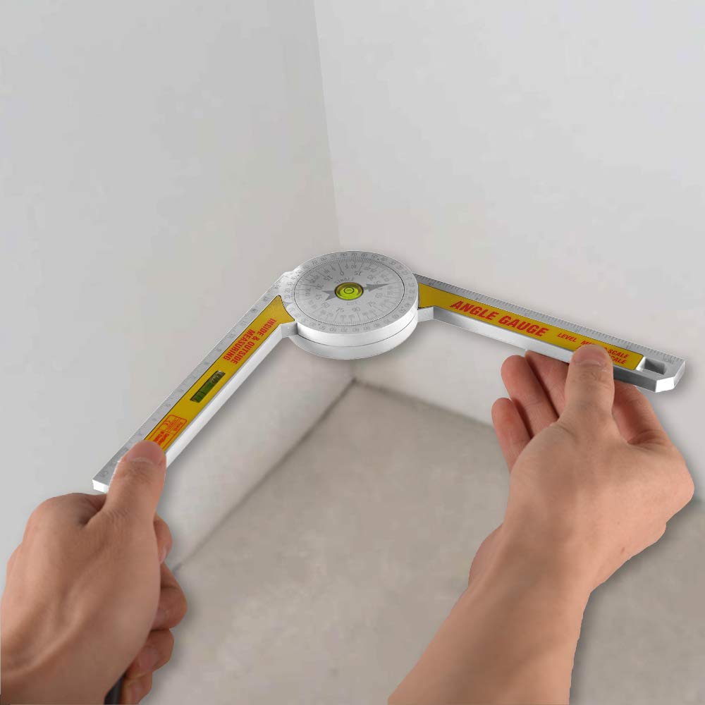 Miter Saw Protractor Angle Ruler, 360 Degree Measure Tool,Angle Finder Gauge with High Accuracy Bubble Level for Carpenters and All Building Trades AUSDTOOLS