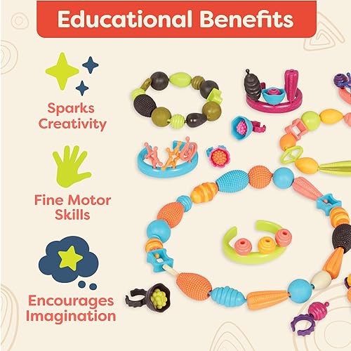 B. toys – Pop Arty! 150 Pcs- Jewlery Making Kit- Creative Pop Snap Bead Set for Kids –DIY Craft Jewelry Making Kit –Necklaces, Rings, Bracelets – 4 B. toys