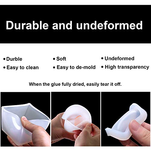 Silicone Resin Molds 5Pcs Resin Casting Molds Including Sphere, Cube, Pyramid, Square, Round with 1 Measuring Cup & 5 Plastic Transfer Pipettes for Repinsta