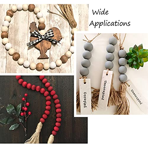 Craftdady 120pcs Natural Wood Beads 16mm Smooth Printed Wooden Loose Beads Unfinished Round Beads with Jute Twine Plaid Ribbon for DIY Jewelry Crafts Craftdady
