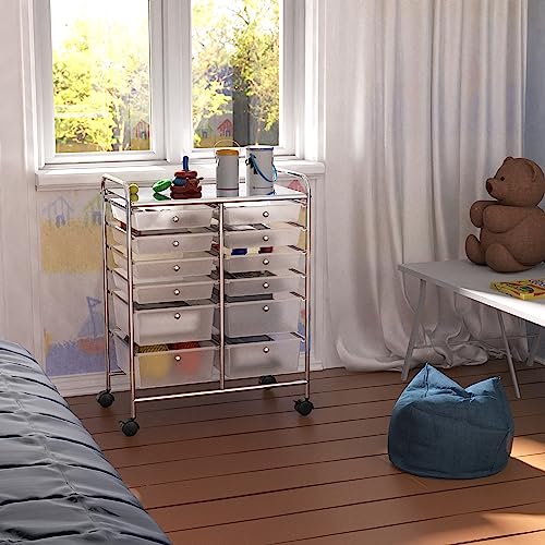 SimpleHouseware Utility Cart with 12 Drawers Rolling Storage Art Craft Organizer on Wheels Simple Houseware