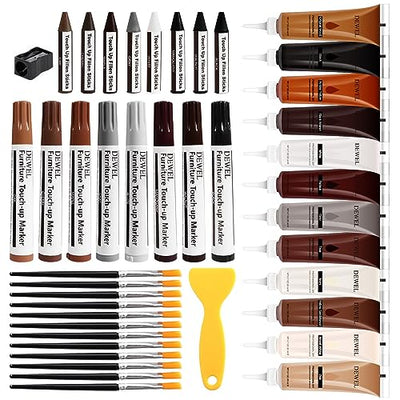 DEWEL Wood Filler, Wax Pen, Wood Floor Scratch Remover, Wood Repair kit, Wood Markers, Touch up Paint pens for Walls,Furniture pens for Scratches,