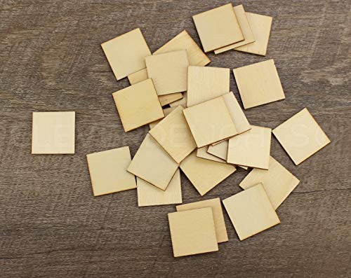 CleverDelights 1 Inch Wood Squares - 50 Pack - 1/16" Thick - 1" Unfinished Craft Pieces CleverDelights