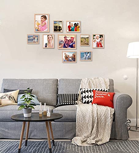 ATOBART 8x10 Solid Wood Picture Frames, 6 Pack OAK Photo Frame Set with Real Glass Cover, Natural Wood Color Frames, for Wall Mounting or Tabletop ATOBART