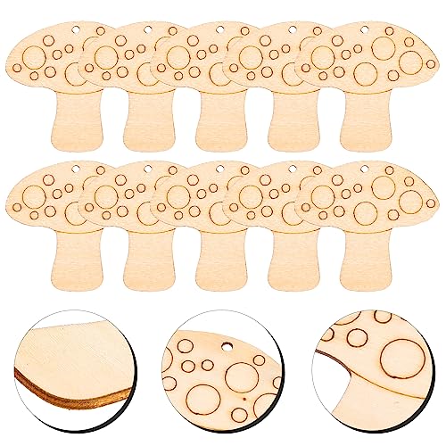Healifty 10pcs Unfinished Wood Slices Mushroom Wood Cutouts with Twine Discs Wooden Ornaments DIY Crafts Hanging Embellishments Decoration for Healifty