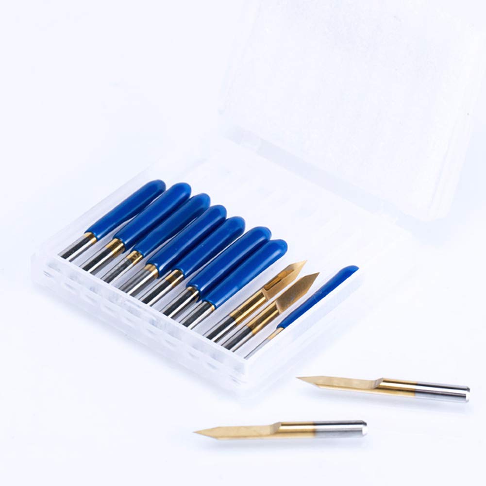 HUHAO 60 Degree V Groove Bit 0.2mm Tip 10PCS Carbide 3d Cnc Router Bit 1/8 Inch Shank Woodworking HUHAO