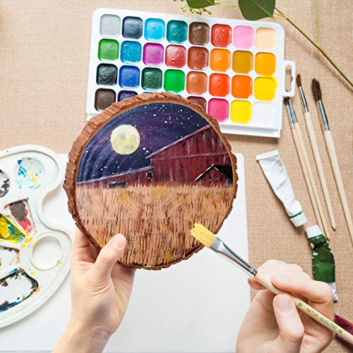 Fuyit Wood Slices 6 Pcs 6-6.3 Inches Unfinished Natural Tree Slice Wooden Circle with Bark Log Discs for DIY Arts and Craft Rustic Wedding Christmas Fuyit