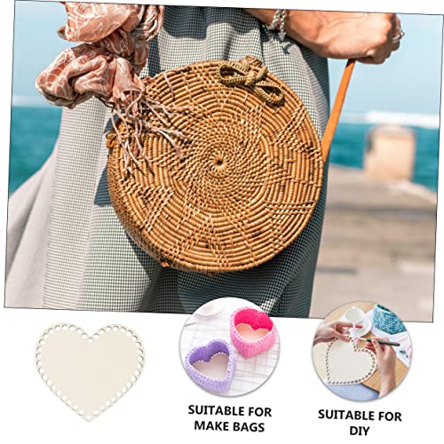 EXCEART 12 PCS Love Wood Chips Wood Crochet Basket Base DIY Wood Knitting Base Wooden Crochet Hooks Wood Purse Crocheting Supplies Bag Bottom Crochet EXCEART