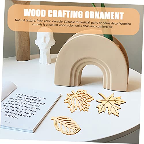 DECHOUS 40pcs Wood Decor Woodsy Decor Unfinished Wood Crafts Crafting Ornament Wood Ornaments for Crafts Maple Leaf Wood Decorations Wood Chips Patch DECHOUS