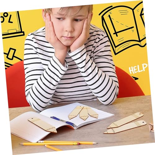 Tofficu 10pcs Wooden Blank Pencil Shaped Bookmark Tag Bookmarks Unpainted Wood Bookmark Hollow Bookmark for DIY Unpainted Unfinished DIY Bookmark DIY Tofficu
