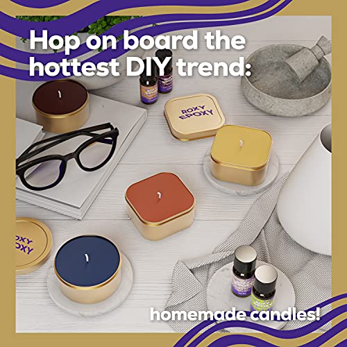 Roxy Epoxy DIY Candle Making Kit Gold - Complete Supplies Set to Make Your Own Candles - Includes 2lb Soy Wax, Candle Tins, Fragrances, Color Dyes, Roxy Epoxy