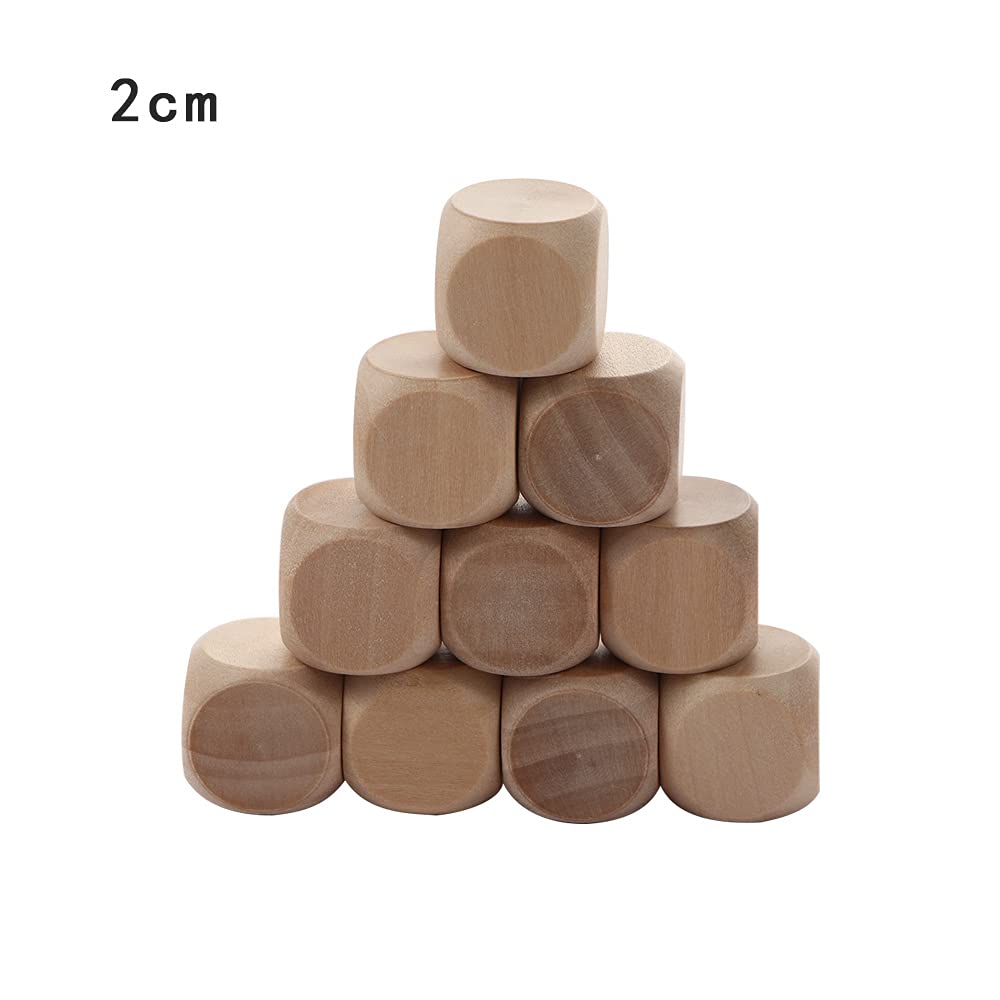 10pcs Wooden Cubes Crafts Blank Dice,Unfinished Wood Dice Wooden Cubes Wooden Square Blocks,for DIY Craft Projects(2.0cm) Generic