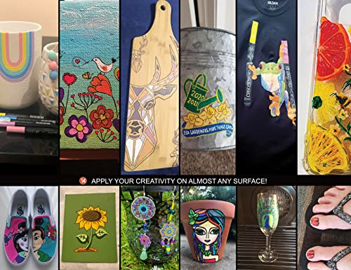 Acrylic Paint Markers Paint Pens Special Colors Set Extra Fine And Medium Tip Combo For Rock Painting, Canvas, Fabric, Glass, Mugs, Wood, Ceramics, TOOLI-ART