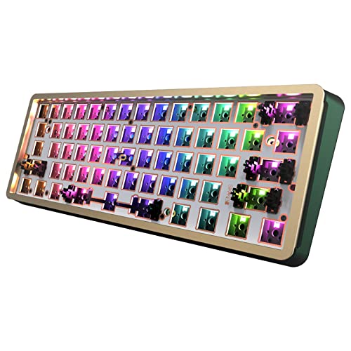 DRAOZA GK61 Custom DIY Gaming Mechanical Keyboard Kit, Aluminum Metal CNC Shell, RGB Hot Swap 3pin/5pin Switch, Programmable Triple Mode Bluetooth DRAOZA