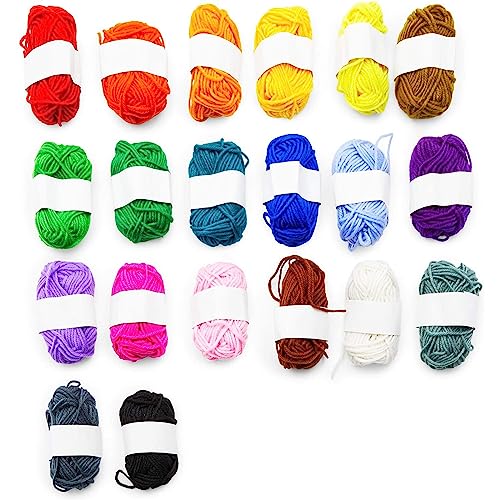 20 Pack Medium #4 Yarn for Crocheting, Acrylic Skein Kit, Knitting Crochet Supplies, 420 Yards - WoodArtSupply