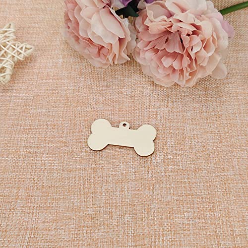 30pcs Mini Dog Bone Wood DIY Crafts Cutouts 2" Wooden Little Dog Bone Shaped Hanging Ornaments with Jute Twine for DIY Projects Pets Party Creaides