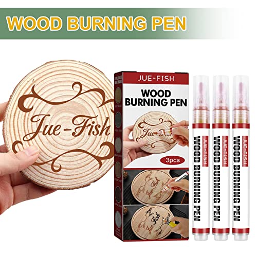 DHliIQQ Scorch Pen Marker - Wood Burning Pen, Chemical Heat Sensitive Marker for Wood and Crafts - Versatile Kit with Fine Round Tip, Bullet Tip and DHliIQQ