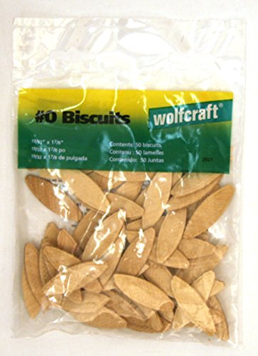 wolfcraft 2921405 Compressed Wafer Shaped Wood Joining Biscuits, #0, 50 Piece Bag - WoodArtSupply