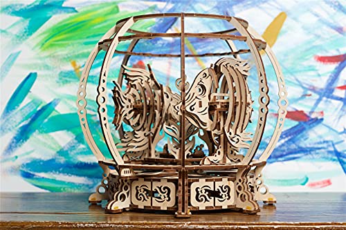 UGEARS 3D Puzzle Mechanical Aquarium - Creative 3D Wooden Puzzles Idea - Aquarium Wood Model Kit - Unique Wooden Puzzle - 3D Puzzles for Adults and UGEARS