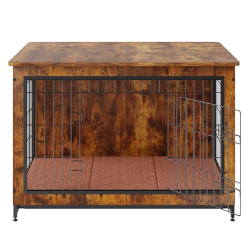 VEVOR Dog Crate Furniture, 38 inch Wooden Dog Crate with Double Doors, Heavy-Duty Dog Cage End Table with Multi-Purpose Removable Tray, Modern Dog VEVOR