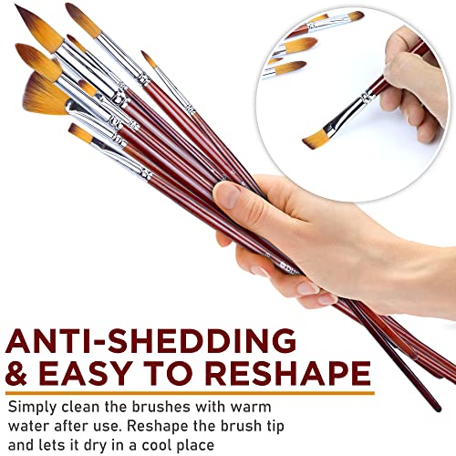 DUGATO Artist Paint Brush Set 13pcs, Long Handle Oil Acrylic Paint Brushes, Watercolor Brush Set for Body, Face, Rock, Canvas Drawing Art Crafts DUGATO